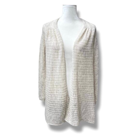 Anthropologie Moth Cardigan Women Small Oatmeal Cream Wool Blend Open Front - Picture 1 of 9